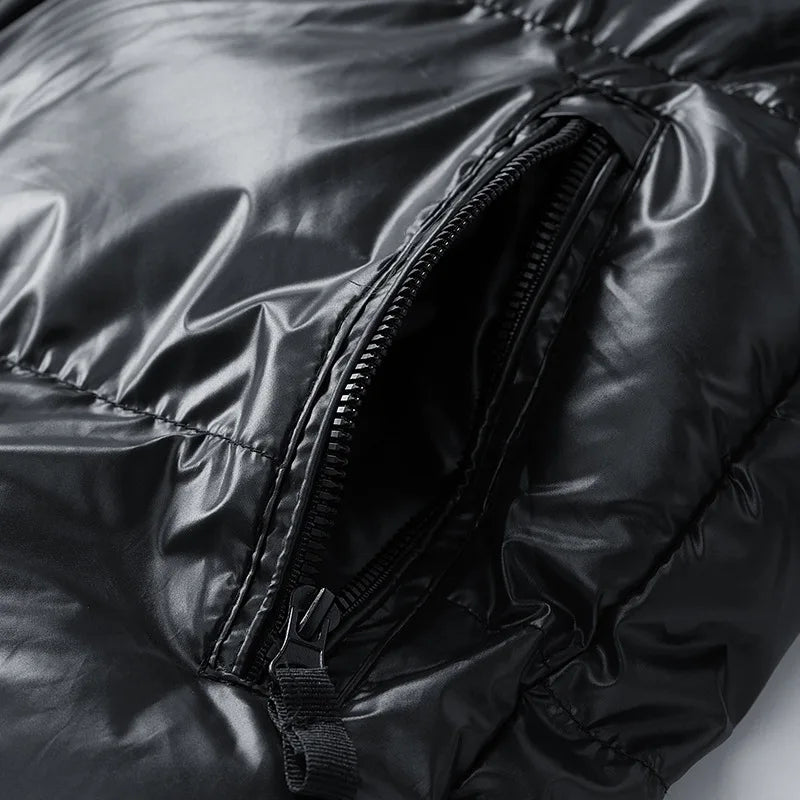 Man Down Jacket Winter Thicken Cold-proof Long Sleeve Male Outerwear Simple Solid Color Zipper Outdoor Daily Men Hooded Coat