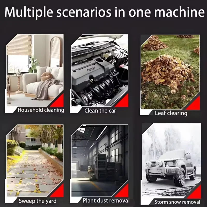 Electric turbo blower for homes and cars, for blowing dust and removing snow, lithium battery, high-power industrial blower